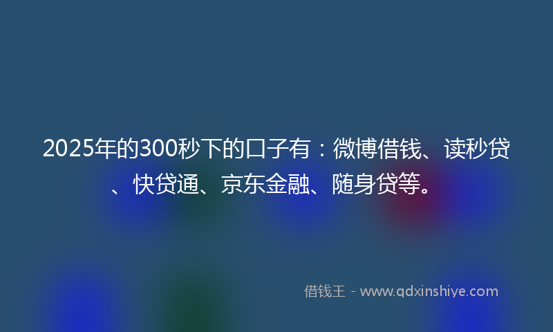 2025年的300秒下的口子有：微博借钱、读秒贷、快贷通、京东金融、随身贷等。