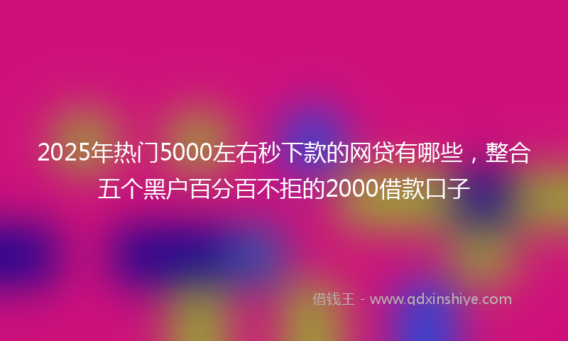 2025年热门5000左右秒下款的网贷有哪些，整合五个黑户百分百不拒的2000借款口子