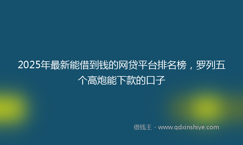 2025年最新能借到钱的网贷平台排名榜，罗列五个高炮能下款的口子