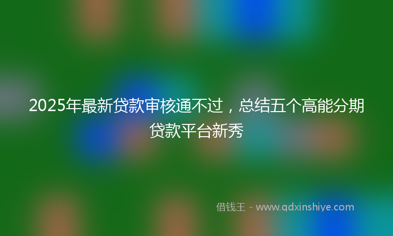 2025年最新贷款审核通不过，总结五个高能分期贷款平台新秀