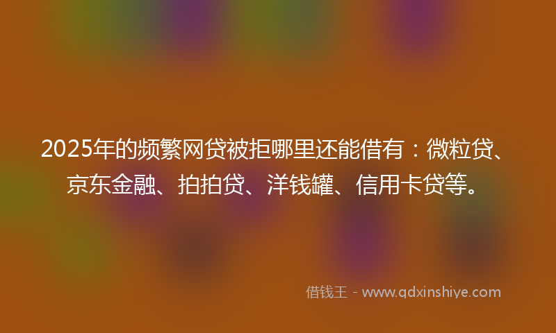 2025年的频繁网贷被拒哪里还能借有:微粒贷、京东金融、拍拍贷、洋钱罐、信用卡贷等。