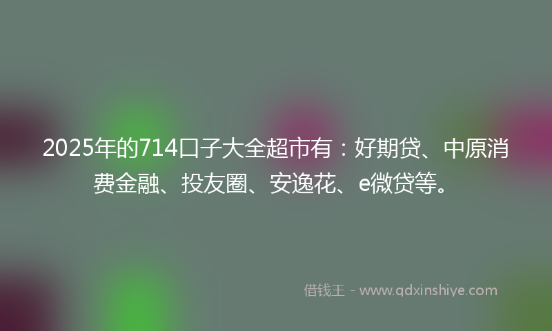 2025年的714口子大全超市有：好期贷、中原消费金融、投友圈、安逸花、e微贷等。