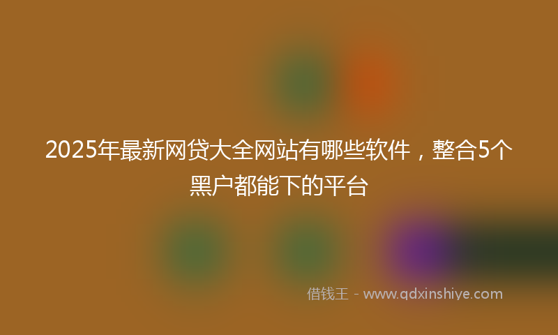 2025年最新网贷大全网站有哪些软件，整合5个黑户都能下的平台