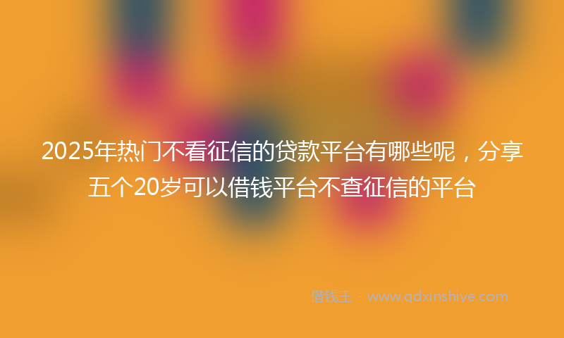 2025年热门不看征信的贷款平台有哪些呢，分享五个20岁可以借钱平台不查征信的平台