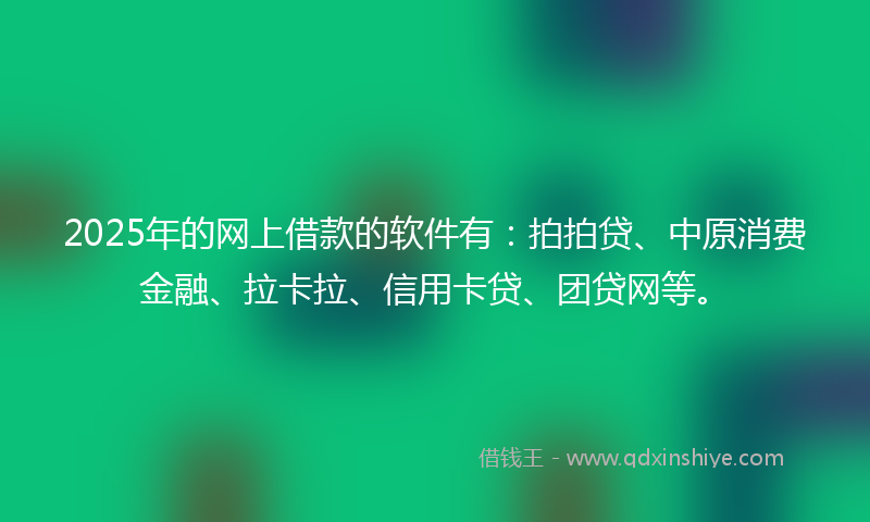 2025年的网上借款的软件有：拍拍贷、中原消费金融、拉卡拉、信用卡贷、团贷网等。