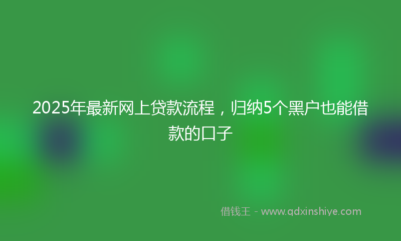 2025年最新网上贷款流程，归纳5个黑户也能借款的口子