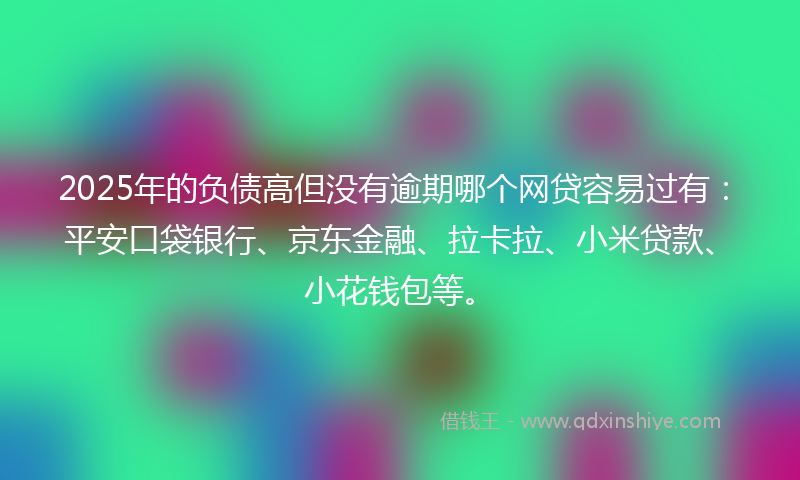 2025年的负债高但没有逾期哪个网贷容易过有：平安口袋银行、京东金融、拉卡拉、小米贷款、小花钱包等。