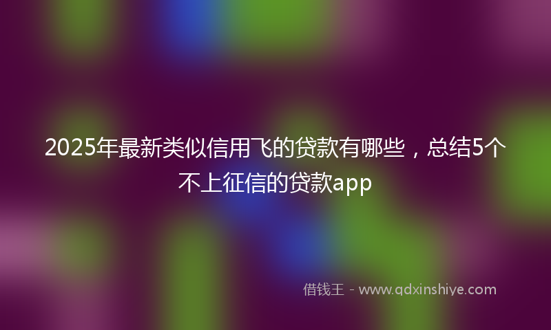 2025年最新类似信用飞的贷款有哪些，总结5个不上征信的贷款app