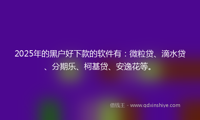 2025年的黑户好下款的软件有：微粒贷、滴水贷、分期乐、柯基贷、安逸花等。