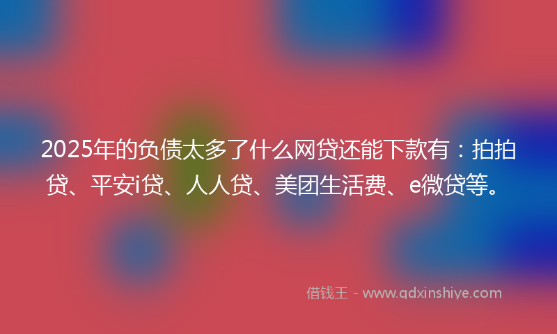 2025年的负债太多了什么网贷还能下款有：拍拍贷、平安i贷、人人贷、美团生活费、e微贷等。