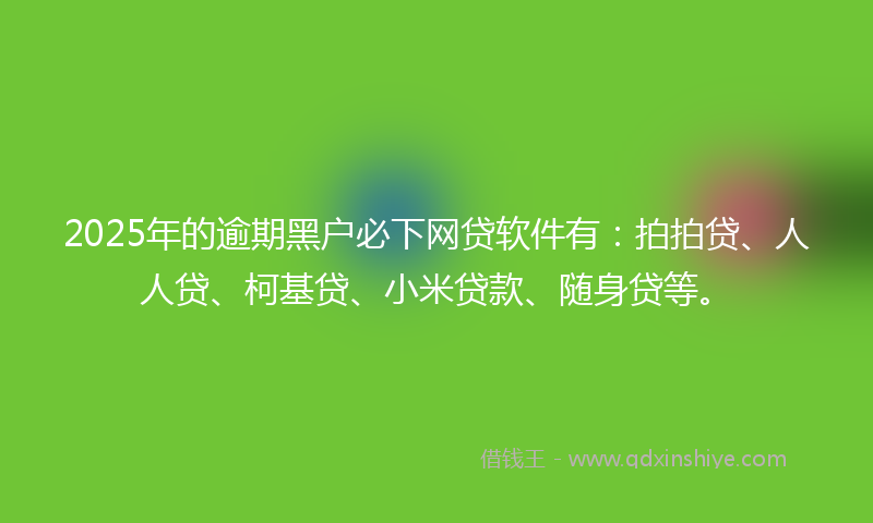 2025年的逾期黑户必下网贷软件有：拍拍贷、人人贷、柯基贷、小米贷款、随身贷等。