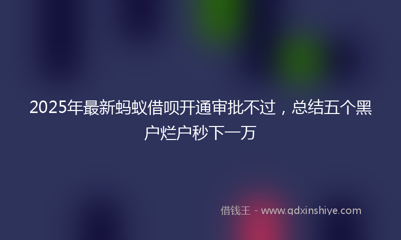 2025年最新蚂蚁借呗开通审批不过，总结五个黑户烂户秒下一万
