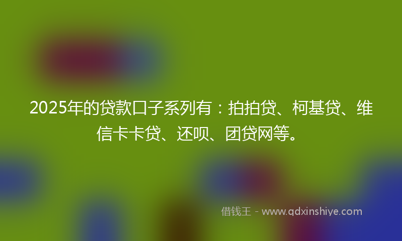2025年的贷款口子系列有：拍拍贷、柯基贷、维信卡卡贷、还呗、团贷网等。