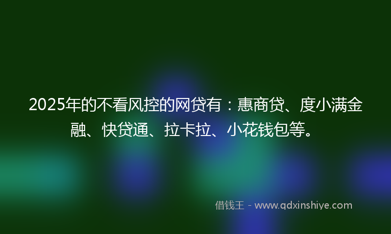 2025年的不看风控的网贷有：惠商贷、度小满金融、快贷通、拉卡拉、小花钱包等。