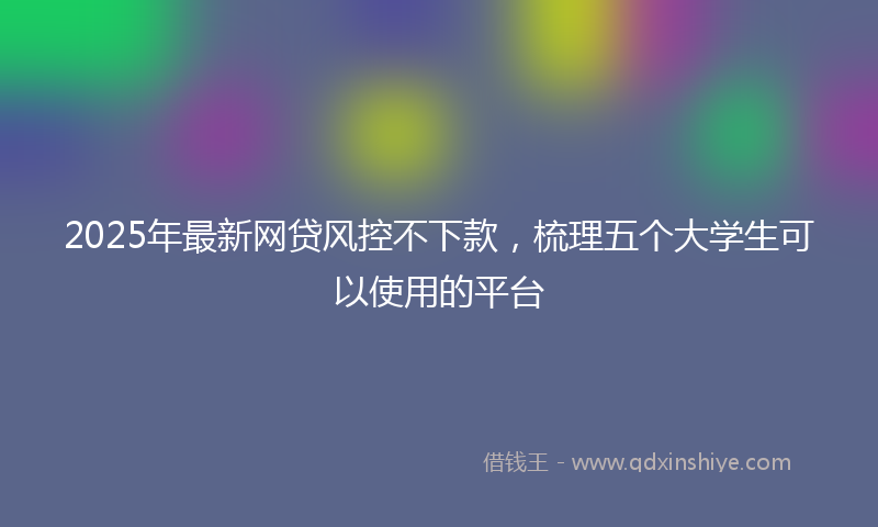 2025年最新网贷风控不下款，梳理五个大学生可以使用的平台