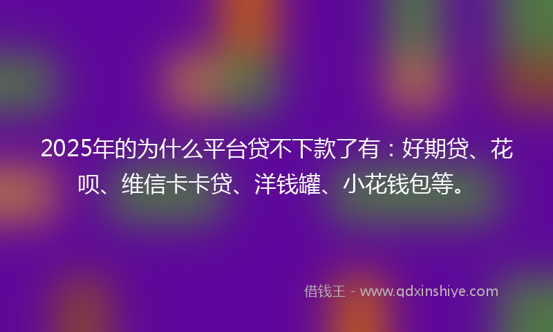 2025年的为什么平台贷不下款了有：好期贷、花呗、维信卡卡贷、洋钱罐、小花钱包等。