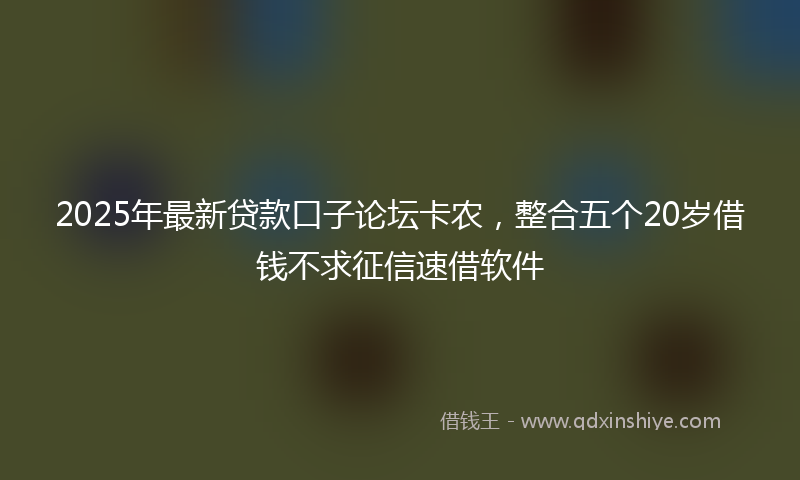 2025年最新贷款口子论坛卡农，整合五个20岁借钱不求征信速借软件