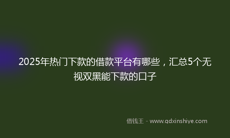2025年热门下款的借款平台有哪些，汇总5个无视双黑能下款的口子