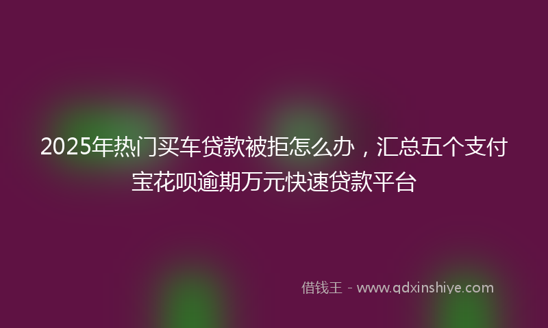 2025年热门买车贷款被拒怎么办，汇总五个支付宝花呗逾期万元快速贷款平台