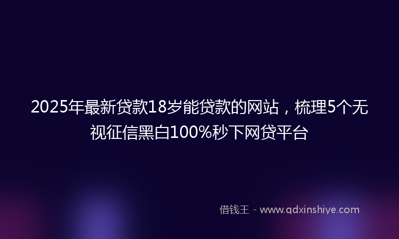 2025年最新贷款18岁能贷款的网站，梳理5个无视征信黑白100%秒下网贷平台