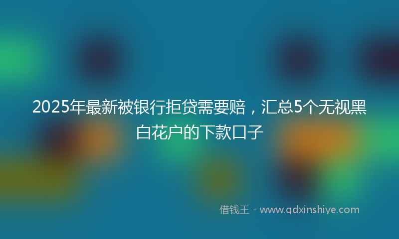 2025年最新被银行拒贷需要赔，汇总5个无视黑白花户的下款口子