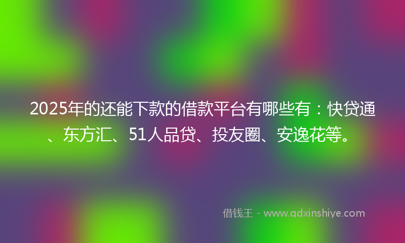 2025年的还能下款的借款平台有哪些有：快贷通、东方汇、51人品贷、投友圈、安逸花等。