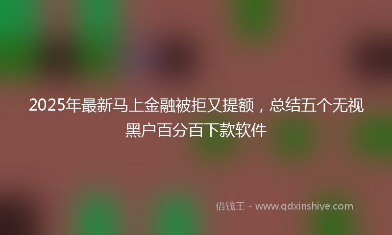 2025年最新马上金融被拒又提额，总结五个无视黑户百分百下款软件