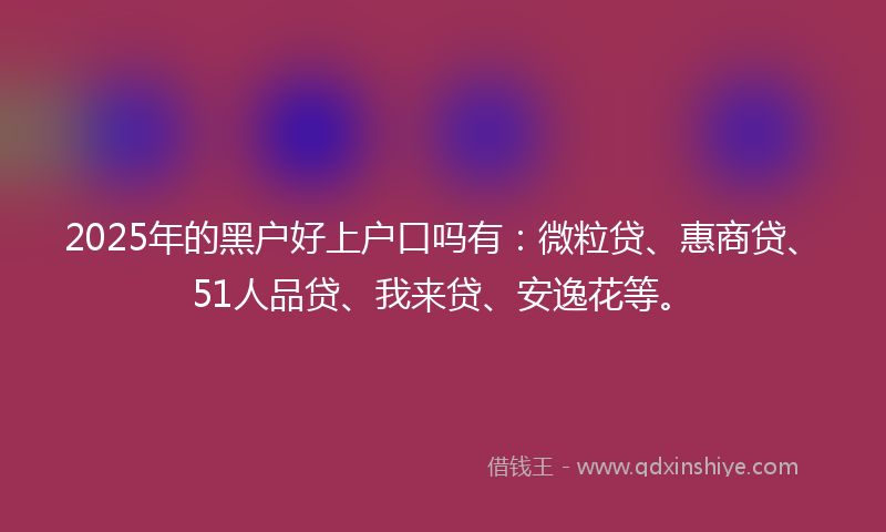 2025年的黑户好上户口吗有：微粒贷、惠商贷、51人品贷、我来贷、安逸花等。