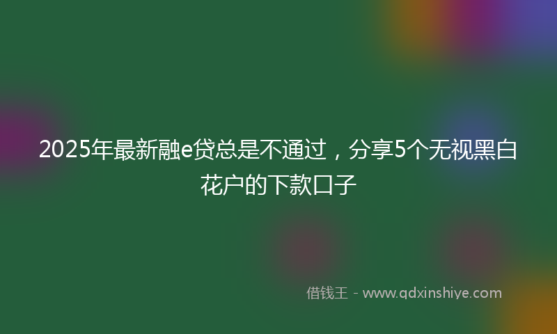2025年最新融e贷总是不通过，分享5个无视黑白花户的下款口子