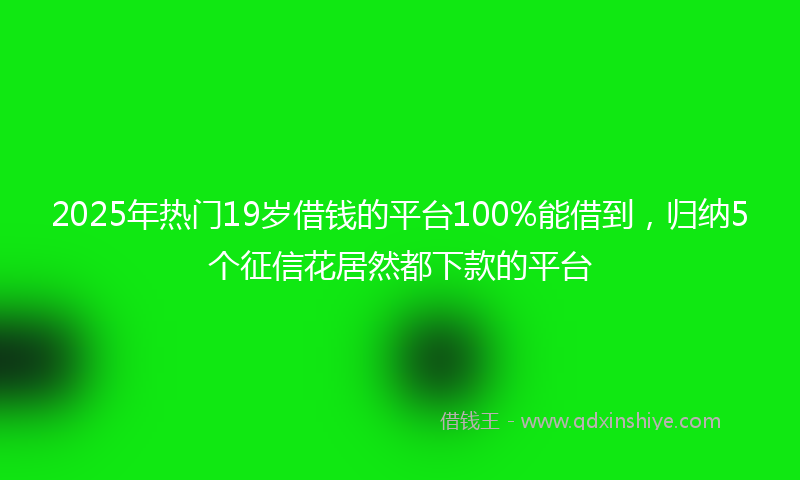 2025年热门19岁借钱的平台100%能借到，归纳5个征信花居然都下款的平台