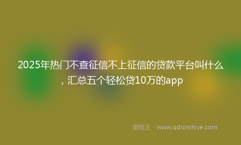 2025年热门不查征信不上征信的贷款平台叫什么，汇总五个轻松贷10万的app