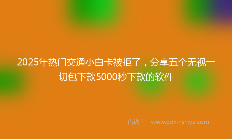 2025年热门交通小白卡被拒了，分享五个无视一切包下款5000秒下款的软件