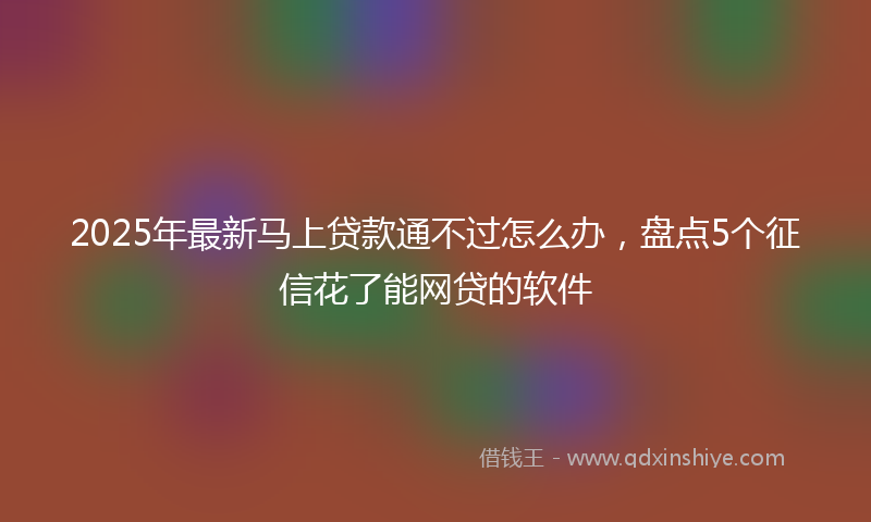 2025年最新马上贷款通不过怎么办，盘点5个征信花了能网贷的软件