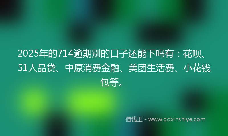 2025年的714逾期别的口子还能下吗有：花呗、51人品贷、中原消费金融、美团生活费、小花钱包等。