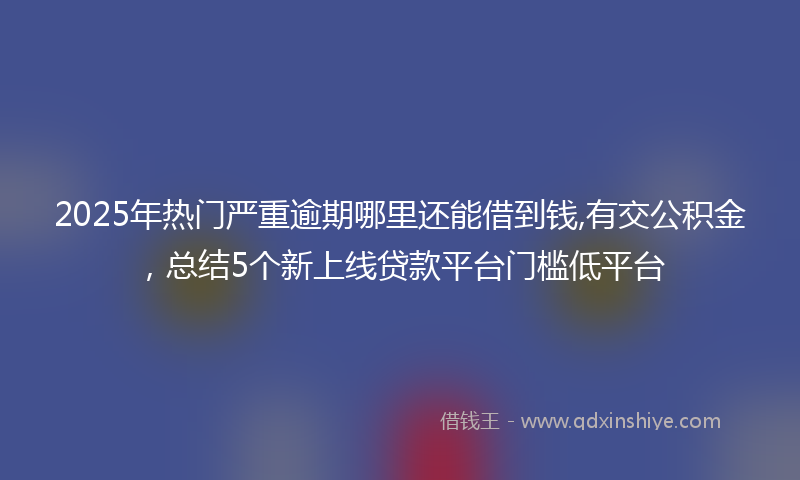 2025年热门严重逾期哪里还能借到钱,有交公积金，总结5个新上线贷款平台门槛低平台