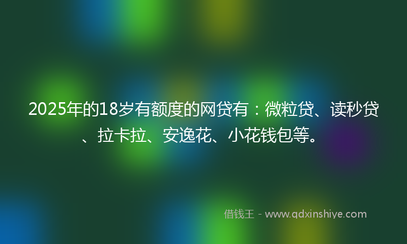 2025年的18岁有额度的网贷有：微粒贷、读秒贷、拉卡拉、安逸花、小花钱包等。