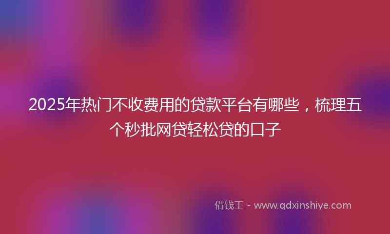 2025年热门不收费用的贷款平台有哪些，梳理五个秒批网贷轻松贷的口子
