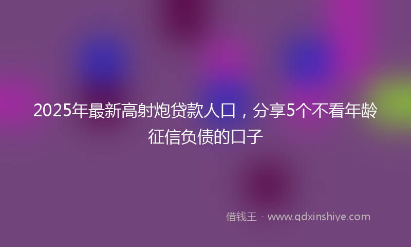 2025年最新高射炮贷款人口，分享5个不看年龄征信负债的口子