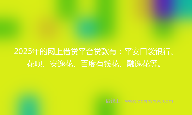 2025年的网上借贷平台贷款有：平安口袋银行、花呗、安逸花、百度有钱花、融逸花等。