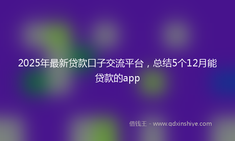 2025年最新贷款口子交流平台，总结5个12月能贷款的app