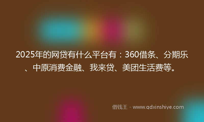 2025年的网贷有什么平台有：360借条、分期乐、中原消费金融、我来贷、美团生活费等。