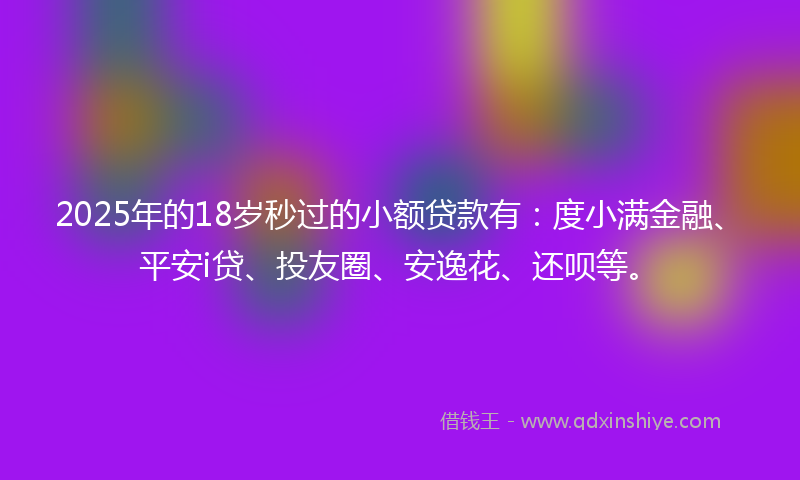 2025年的18岁秒过的小额贷款有：度小满金融、平安i贷、投友圈、安逸花、还呗等。