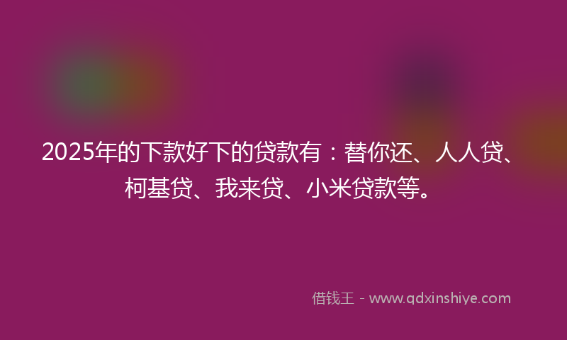 2025年的下款好下的贷款有：替你还、人人贷、柯基贷、我来贷、小米贷款等。