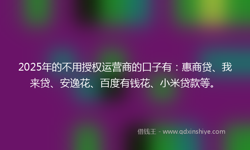 2025年的不用授权运营商的口子有：惠商贷、我来贷、安逸花、百度有钱花、小米贷款等。