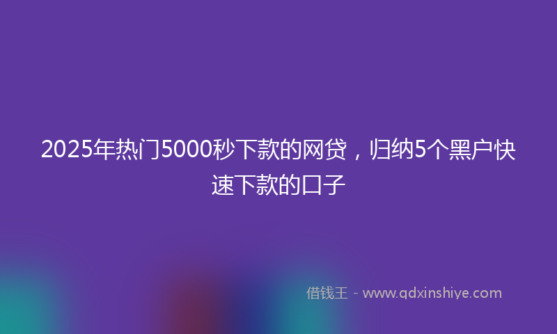2025年热门5000秒下款的网贷，归纳5个黑户快速下款的口子