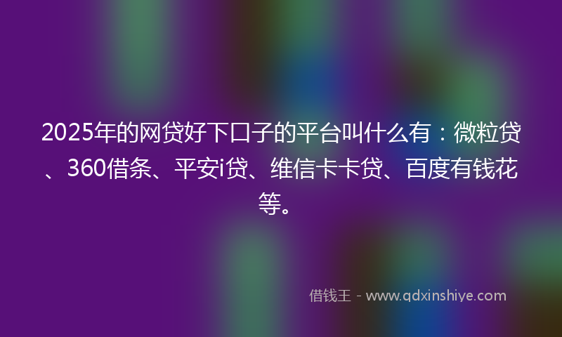 2025年的网贷好下口子的平台叫什么有：微粒贷、360借条、平安i贷、维信卡卡贷、百度有钱花等。