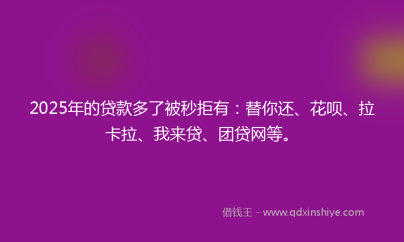2025年的贷款多了被秒拒有：替你还、花呗、拉卡拉、我来贷、团贷网等。