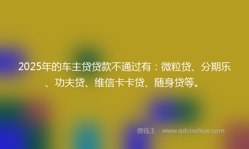 2025年的车主贷贷款不通过有：微粒贷、分期乐、功夫贷、维信卡卡贷、随身贷等。