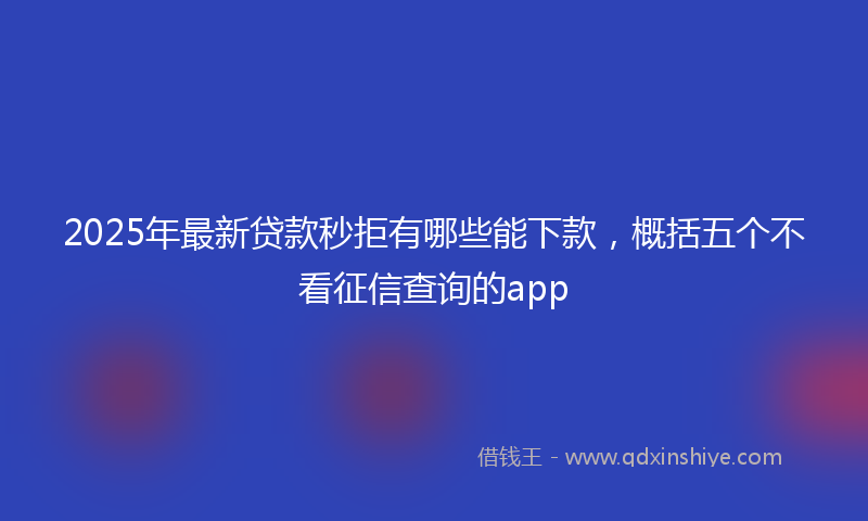 2025年最新贷款秒拒有哪些能下款，概括五个不看征信查询的app