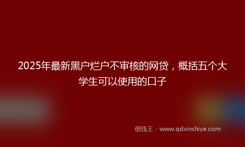 2025年最新黑户烂户不审核的网贷，概括五个大学生可以使用的口子